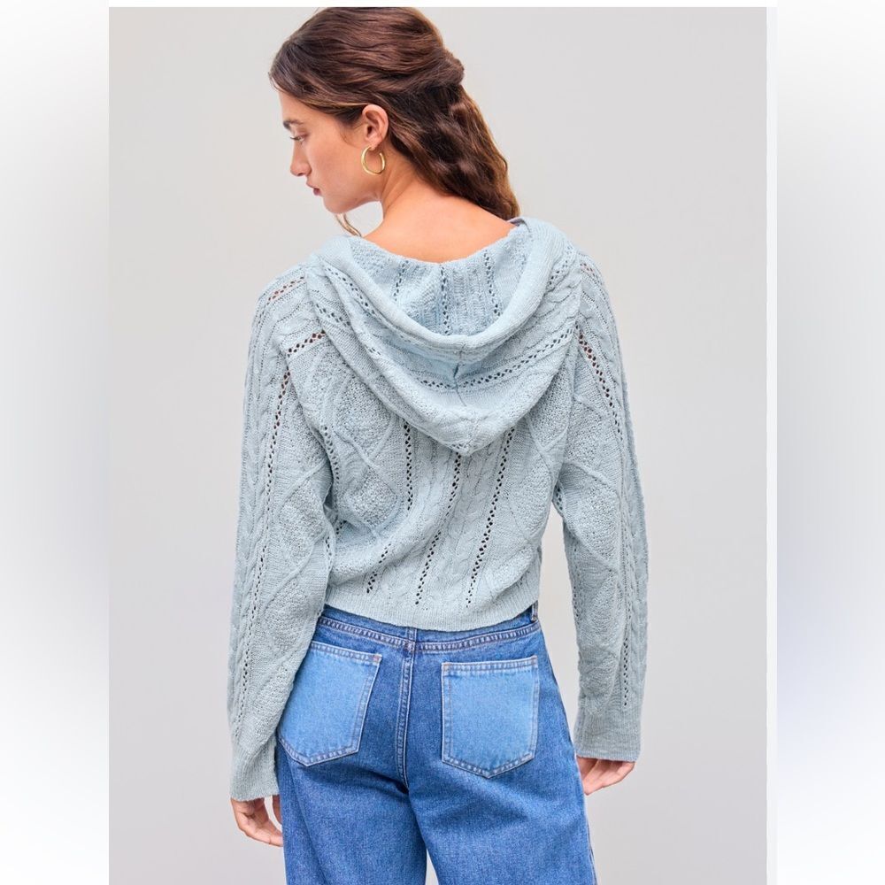 VINTAGE POLO JEANS V-NECK HOODED BABY BLUE COTTON SWEATER WOMEN‘S SIZE XL